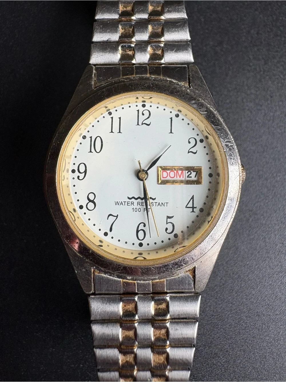 Two-Tone Men's Dress Watch with Date - White Dial